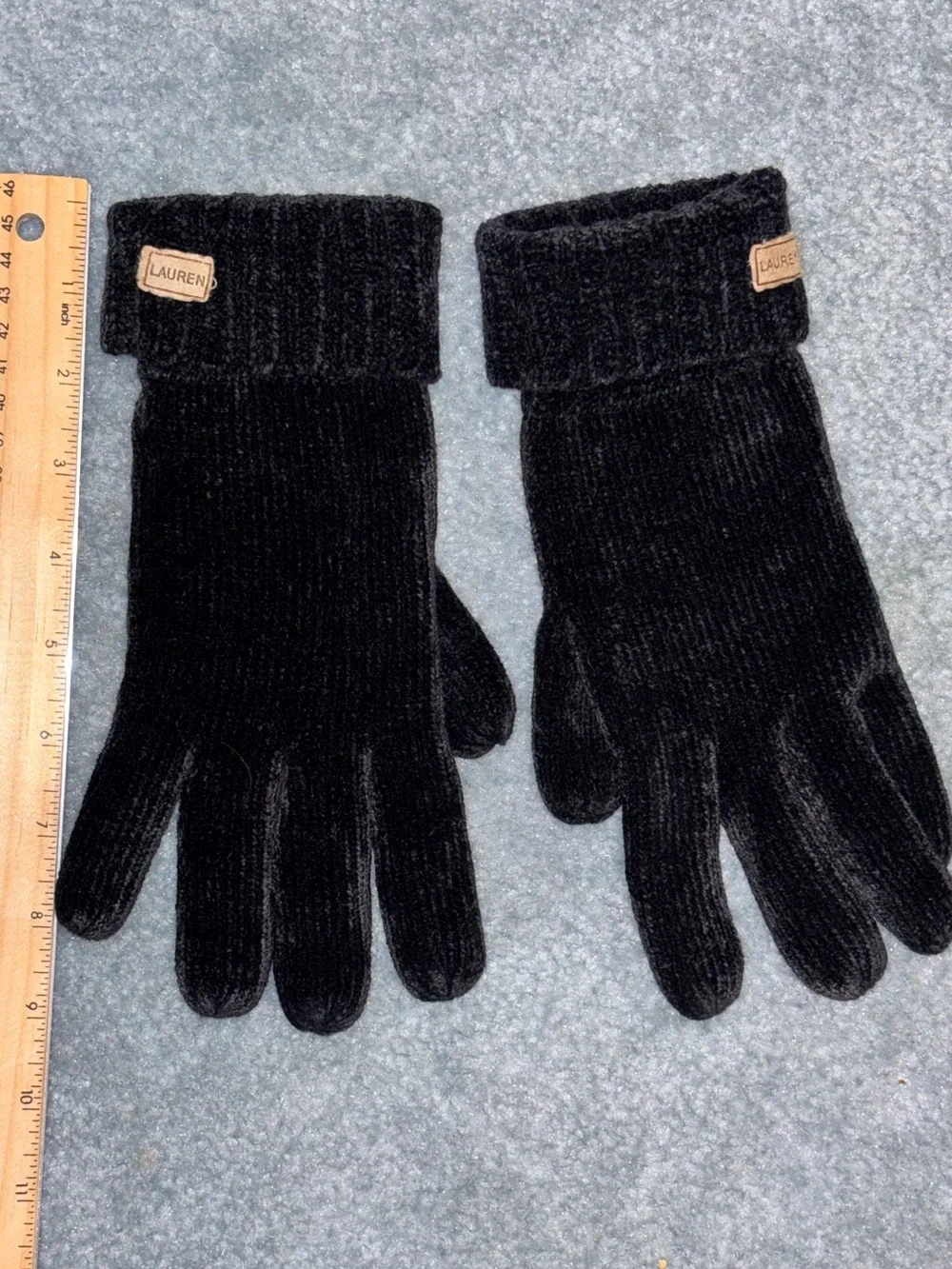 Lauren By Ralph Lauren Womens Rayon Acrylic Knit Gloves Black One Size